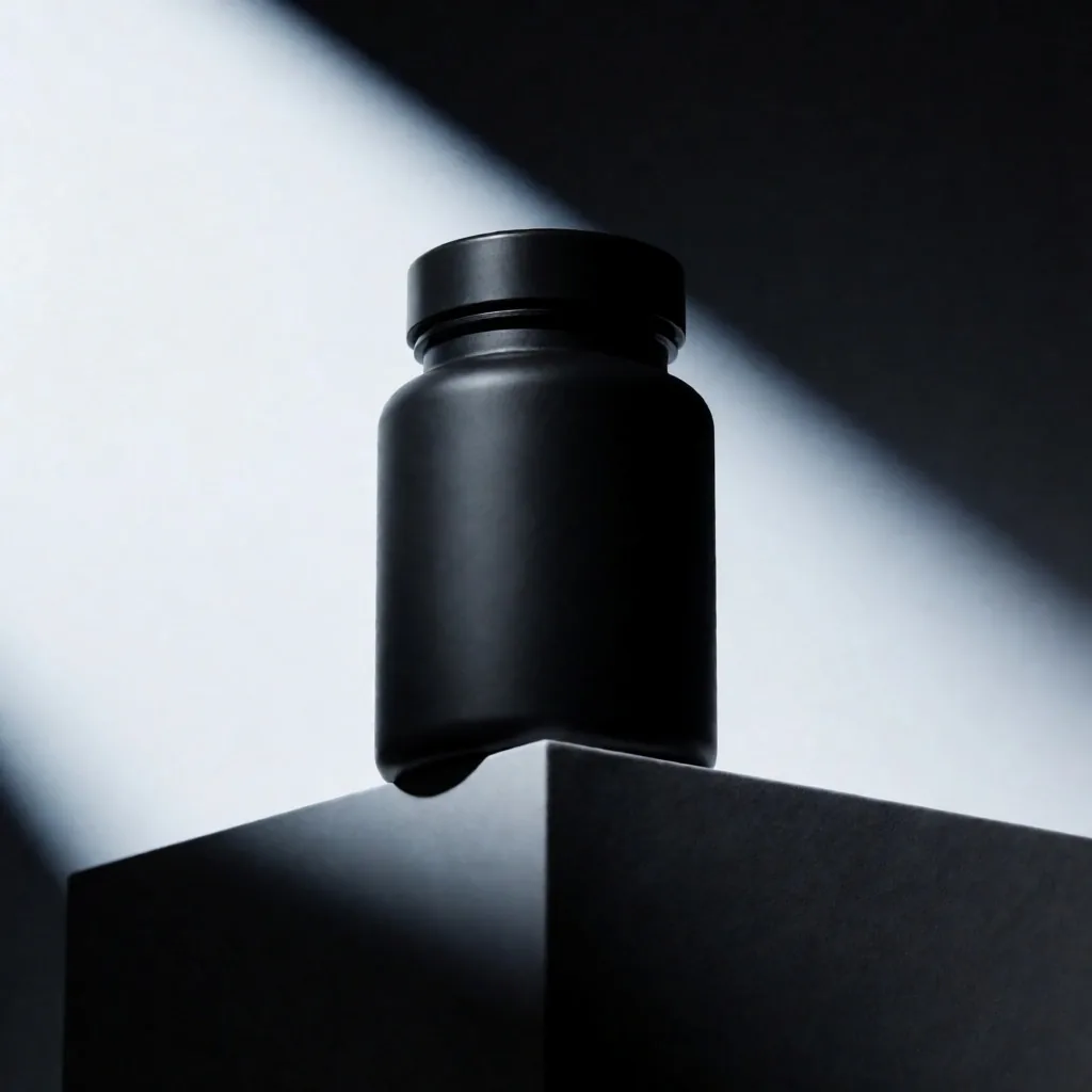 Producto de salud visual sobre plinth iluminado